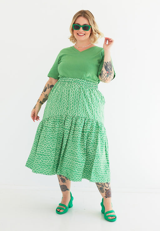 Jungle Wali Skirt in Wavy Minty Green